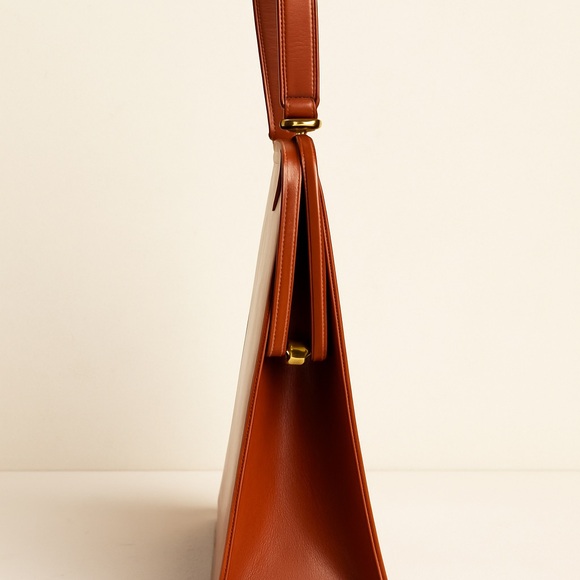 Palizzio Vintage 1960s Brown Trapezoid Top Handle Bag - Picture 3 of 10